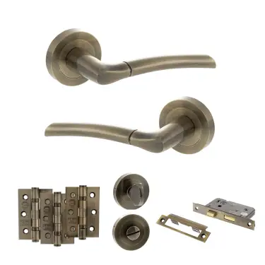 Click Here To Enlarge This Photo Of Atlantic - S33RAB STATUS Indiana Door Handle Pack - Antique Brass
