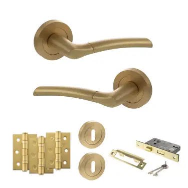 Click Here To Enlarge This Photo Of Atlantic - S33RSB STATUS Indiana Door Handle Pack - Satin Brass