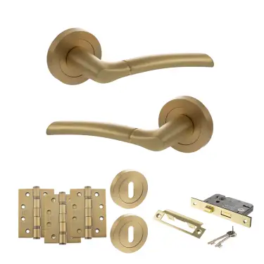 Click Here To Enlarge This Photo Of Atlantic - S33RSB STATUS Indiana Door Handle Pack - Satin Brass