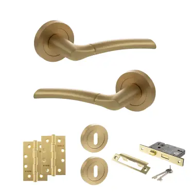 Click Here To Enlarge This Photo Of Atlantic - S33RSB STATUS Indiana Door Handle Pack - Satin Brass