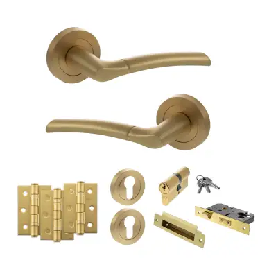Click Here To Enlarge This Photo Of Atlantic - S33RSB STATUS Indiana Door Handle Pack - Satin Brass