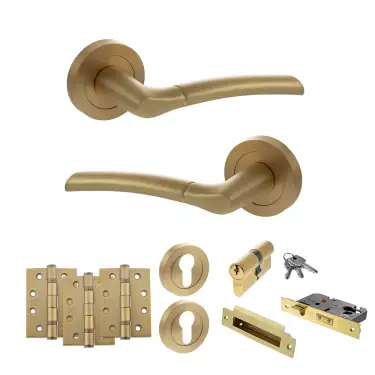 Click Here To Enlarge This Photo Of Atlantic - S33RSB STATUS Indiana Door Handle Pack - Satin Brass