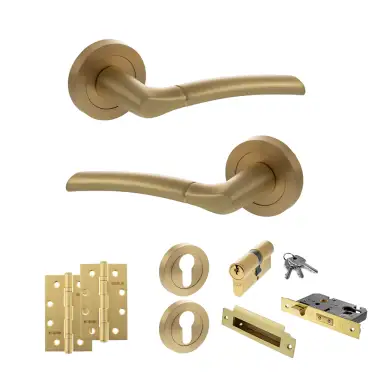 Click Here To Enlarge This Photo Of Atlantic - S33RSB STATUS Indiana Door Handle Pack - Satin Brass