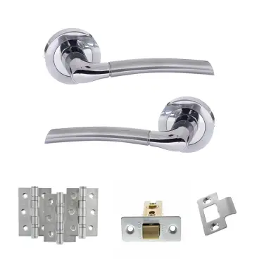 Click Here To Enlarge This Photo Of Atlantic - S33RSCPC STATUS Indiana Door Handle Pack - Satin Chrome/Polished Chrome