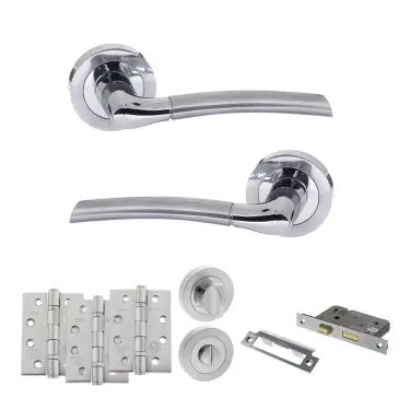 Click Here To Enlarge This Photo Of Atlantic - S33RSCPC STATUS Indiana Door Handle Pack - Satin Chrome/Polished Chrome