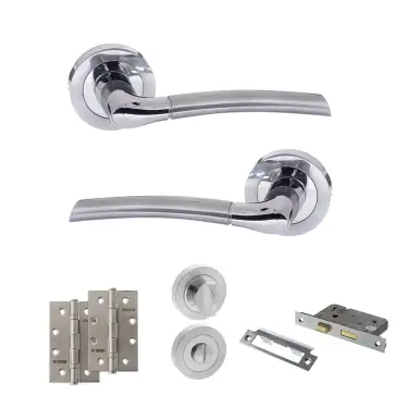 Click Here To Enlarge This Photo Of Atlantic - S33RSCPC STATUS Indiana Door Handle Pack - Satin Chrome/Polished Chrome