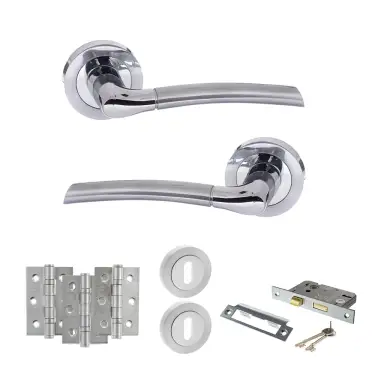 Click Here To Enlarge This Photo Of Atlantic - S33RSCPC STATUS Indiana Door Handle Pack - Satin Chrome/Polished Chrome