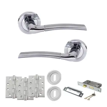 Click Here To Enlarge This Photo Of Atlantic - S33RSCPC STATUS Indiana Door Handle Pack - Satin Chrome/Polished Chrome
