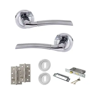Click Here To Enlarge This Photo Of Atlantic - S33RSCPC STATUS Indiana Door Handle Pack - Satin Chrome/Polished Chrome