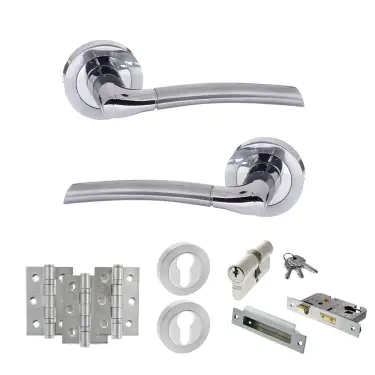 Click Here To Enlarge This Photo Of Atlantic - S33RSCPC STATUS Indiana Door Handle Pack - Satin Chrome/Polished Chrome