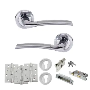 Click Here To Enlarge This Photo Of Atlantic - S33RSCPC STATUS Indiana Door Handle Pack - Satin Chrome/Polished Chrome