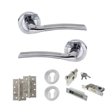 Click Here To Enlarge This Photo Of Atlantic - S33RSCPC STATUS Indiana Door Handle Pack - Satin Chrome/Polished Chrome