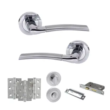 Click Here To Enlarge This Photo Of Atlantic - S33RSCPC STATUS Indiana Door Handle Pack - Satin Chrome/Polished Chrome