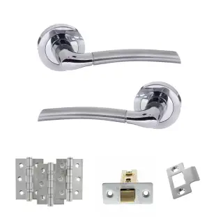 Atlantic - S33RSCPC STATUS Indiana Door Handle Pack - Satin Chrome/Polished Chrome