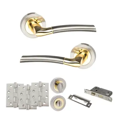 Click Here To Enlarge This Photo Of Atlantic - S33RSNBP STATUS Indiana Door Handle Pack - Satin Nickel/Polished Brass