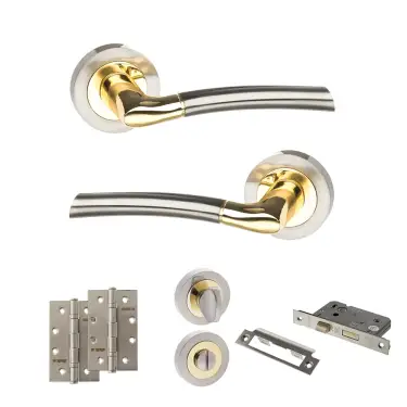 Click Here To Enlarge This Photo Of Atlantic - S33RSNBP STATUS Indiana Door Handle Pack - Satin Nickel/Polished Brass