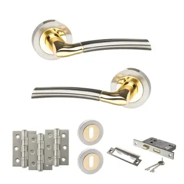 Click Here To Enlarge This Photo Of Atlantic - S33RSNBP STATUS Indiana Door Handle Pack - Satin Nickel/Polished Brass