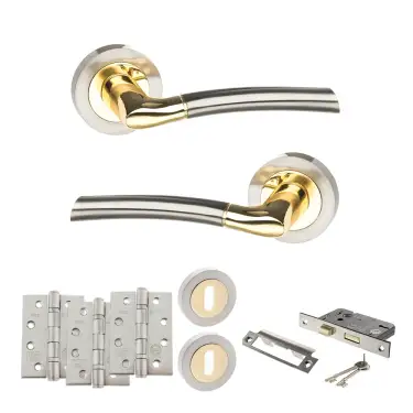 Click Here To Enlarge This Photo Of Atlantic - S33RSNBP STATUS Indiana Door Handle Pack - Satin Nickel/Polished Brass