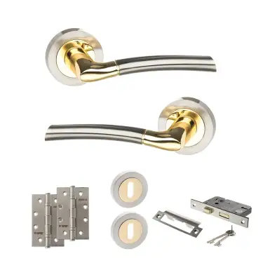 Click Here To Enlarge This Photo Of Atlantic - S33RSNBP STATUS Indiana Door Handle Pack - Satin Nickel/Polished Brass