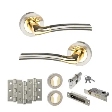 Click Here To Enlarge This Photo Of Atlantic - S33RSNBP STATUS Indiana Door Handle Pack - Satin Nickel/Polished Brass