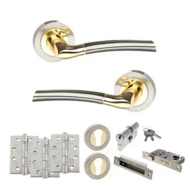 Click Here To Enlarge This Photo Of Atlantic - S33RSNBP STATUS Indiana Door Handle Pack - Satin Nickel/Polished Brass