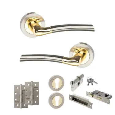 Click Here To Enlarge This Photo Of Atlantic - S33RSNBP STATUS Indiana Door Handle Pack - Satin Nickel/Polished Brass