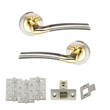 Click Here To Enlarge This Photo Of Atlantic - S33RSNBP STATUS Indiana Door Handle Pack - Satin Nickel/Polished Brass