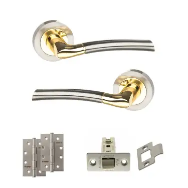 Click Here To Enlarge This Photo Of Atlantic - S33RSNBP STATUS Indiana Door Handle Pack - Satin Nickel/Polished Brass