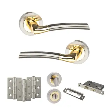 Click Here To Enlarge This Photo Of Atlantic - S33RSNBP STATUS Indiana Door Handle Pack - Satin Nickel/Polished Brass