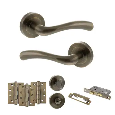 Click Here To Enlarge This Photo Of Atlantic - S35RAB STATUS Texas Door Handle Pack - Antique Brass
