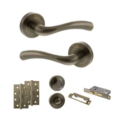 Click Here To Enlarge This Photo Of Atlantic - S35RAB STATUS Texas Door Handle Pack - Antique Brass