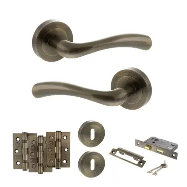 Click Here To Enlarge This Photo Of Atlantic - S35RAB STATUS Texas Door Handle Pack - Antique Brass