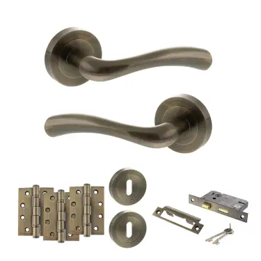 Click Here To Enlarge This Photo Of Atlantic - S35RAB STATUS Texas Door Handle Pack - Antique Brass