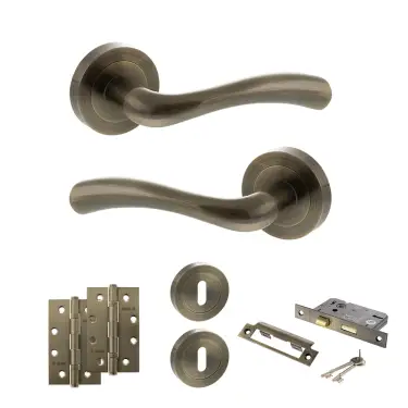 Click Here To Enlarge This Photo Of Atlantic - S35RAB STATUS Texas Door Handle Pack - Antique Brass