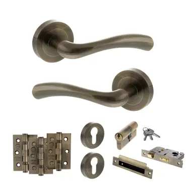 Click Here To Enlarge This Photo Of Atlantic - S35RAB STATUS Texas Door Handle Pack - Antique Brass