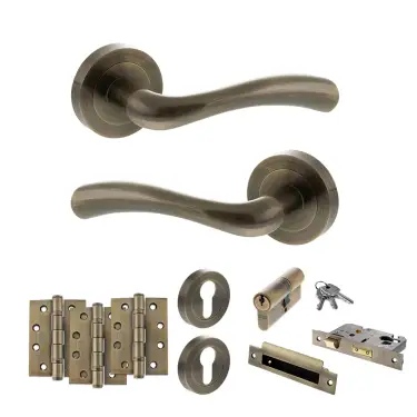 Click Here To Enlarge This Photo Of Atlantic - S35RAB STATUS Texas Door Handle Pack - Antique Brass
