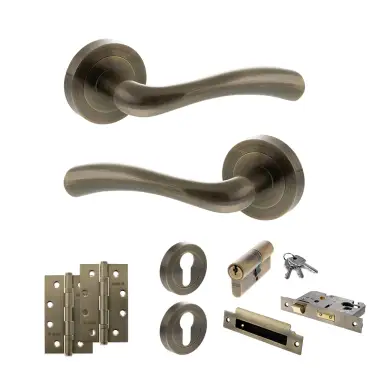 Click Here To Enlarge This Photo Of Atlantic - S35RAB STATUS Texas Door Handle Pack - Antique Brass