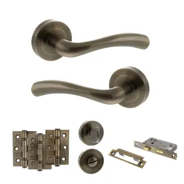 Click Here To Enlarge This Photo Of Atlantic - S35RAB STATUS Texas Door Handle Pack - Antique Brass