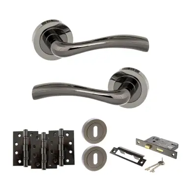 Click Here To Enlarge This Photo Of Atlantic - S35RBN STATUS Texas Door Handle Pack - Black Nickel