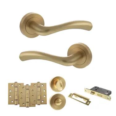 Click Here To Enlarge This Photo Of Atlantic - S35RSB STATUS Texas Door Handle Pack - Satin Brass