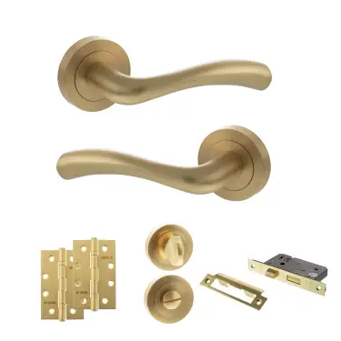 Click Here To Enlarge This Photo Of Atlantic - S35RSB STATUS Texas Door Handle Pack - Satin Brass