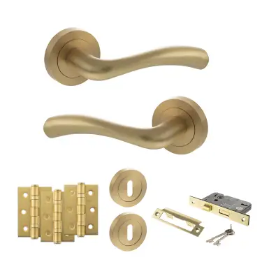 Click Here To Enlarge This Photo Of Atlantic - S35RSB STATUS Texas Door Handle Pack - Satin Brass
