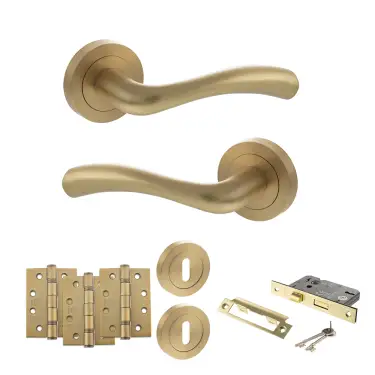 Click Here To Enlarge This Photo Of Atlantic - S35RSB STATUS Texas Door Handle Pack - Satin Brass