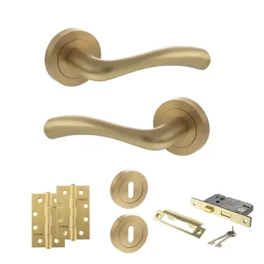 Click Here To Enlarge This Photo Of Atlantic - S35RSB STATUS Texas Door Handle Pack - Satin Brass
