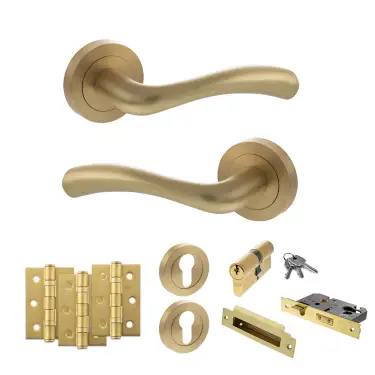 Click Here To Enlarge This Photo Of Atlantic - S35RSB STATUS Texas Door Handle Pack - Satin Brass