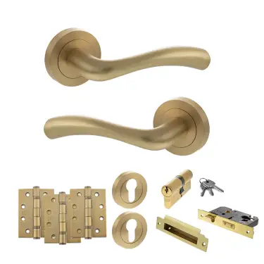 Click Here To Enlarge This Photo Of Atlantic - S35RSB STATUS Texas Door Handle Pack - Satin Brass