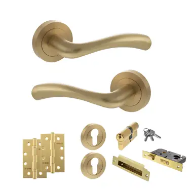 Click Here To Enlarge This Photo Of Atlantic - S35RSB STATUS Texas Door Handle Pack - Satin Brass