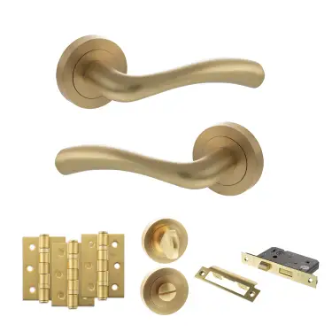 Click Here To Enlarge This Photo Of Atlantic - S35RSB STATUS Texas Door Handle Pack - Satin Brass