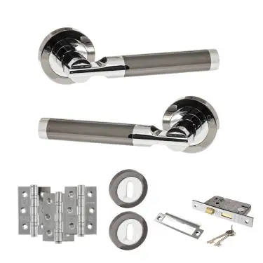 Click Here To Enlarge This Photo Of Atlantic - S36RBNPC STATUS Dakota Door Handle Pack - Black Nickel/Polished Chrome