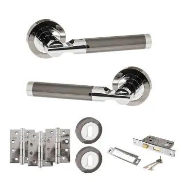 Click Here To Enlarge This Photo Of Atlantic - S36RBNPC STATUS Dakota Door Handle Pack - Black Nickel/Polished Chrome